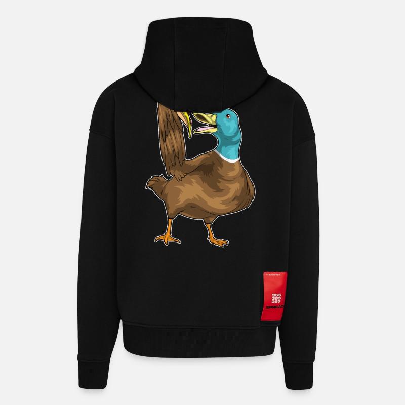 Pizza au canard - Veste à capuche bio épaisse oversize fabriqué en UE - SOLID BLACK