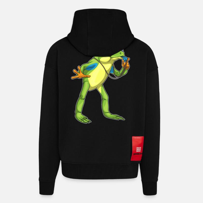 Sifflet d’arbitre Frog - Veste à capuche bio épaisse oversize fabriqué en UE - SOLID BLACK