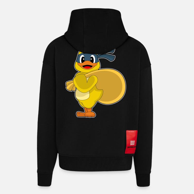 Sac de bandit canard - Veste à capuche bio épaisse oversize fabriqué en UE - SOLID BLACK