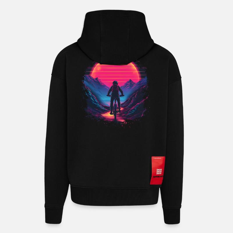VTT Synthwave - Veste à capuche bio épaisse oversize fabriqué en UE - SOLID BLACK