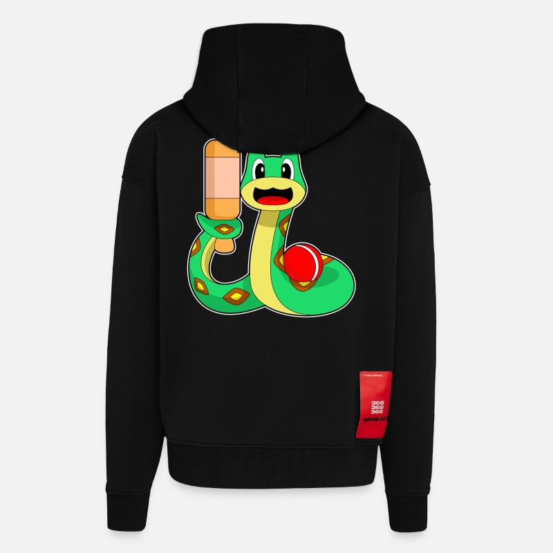 Snake Cricket Cricket Bat - Zip Hoodie - made by SPREAD - SOLID BLACK