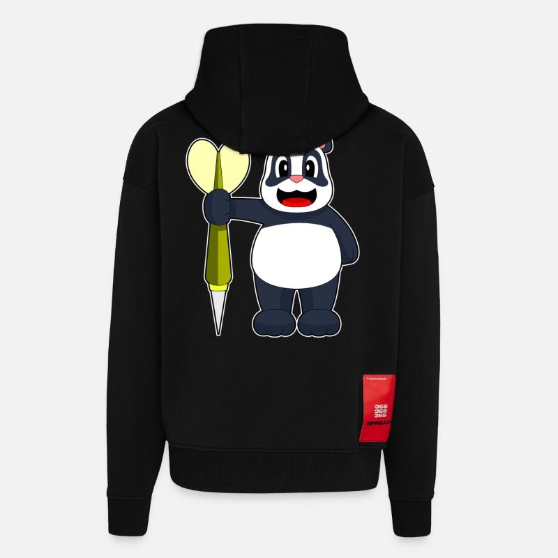 Panda Dart Dartpfeil - Veste à capuche bio épaisse oversize fabriqué en UE - SOLID BLACK