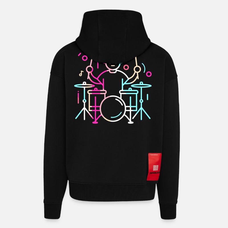 Drummer Junge Zeichnung - Zip Hoodie - made by SPREAD - SOLID BLACK