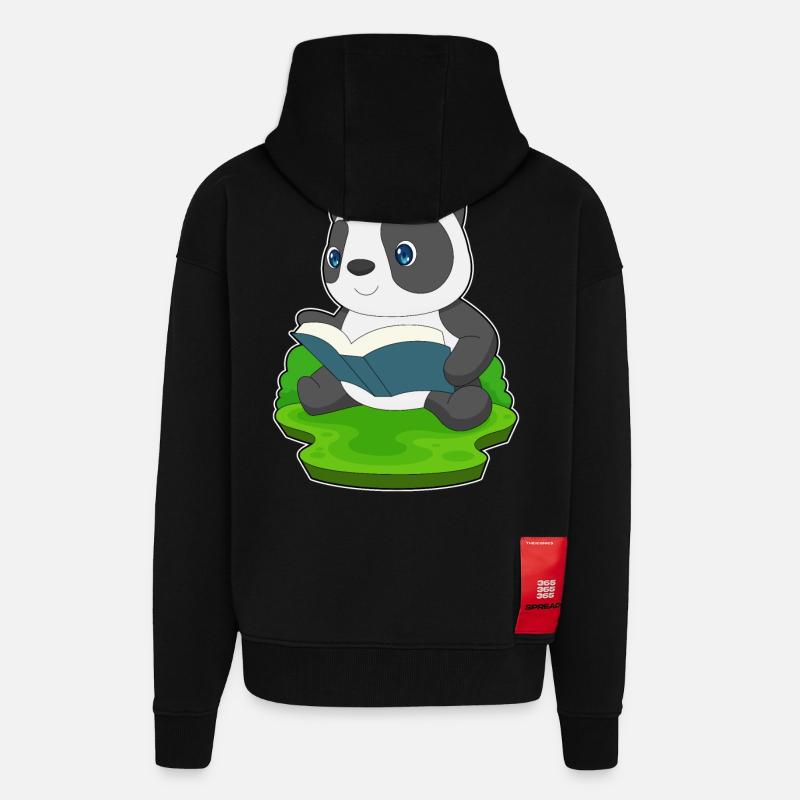 Panda Buch - Zip Hoodie - made by SPREAD - SOLID BLACK