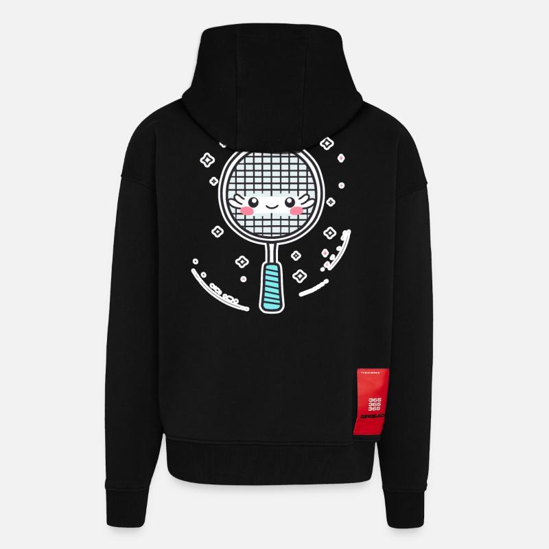 Badminton Racket Comic Look - Zip Hoodie - made by SPREAD - SOLID BLACK
