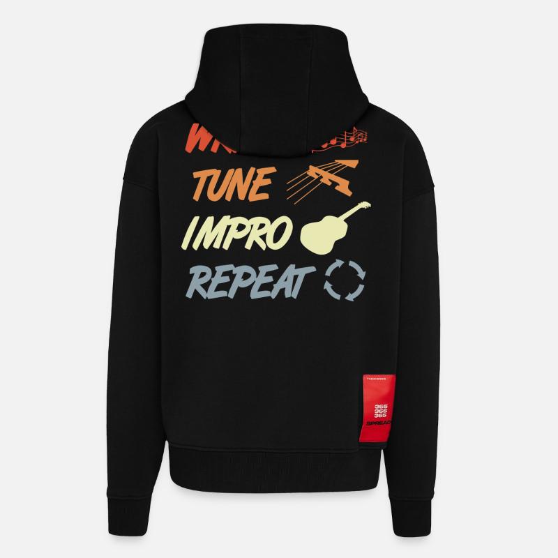 Routine de guitariste drôle - Veste à capuche bio épaisse oversize fabriqué en UE - SOLID BLACK