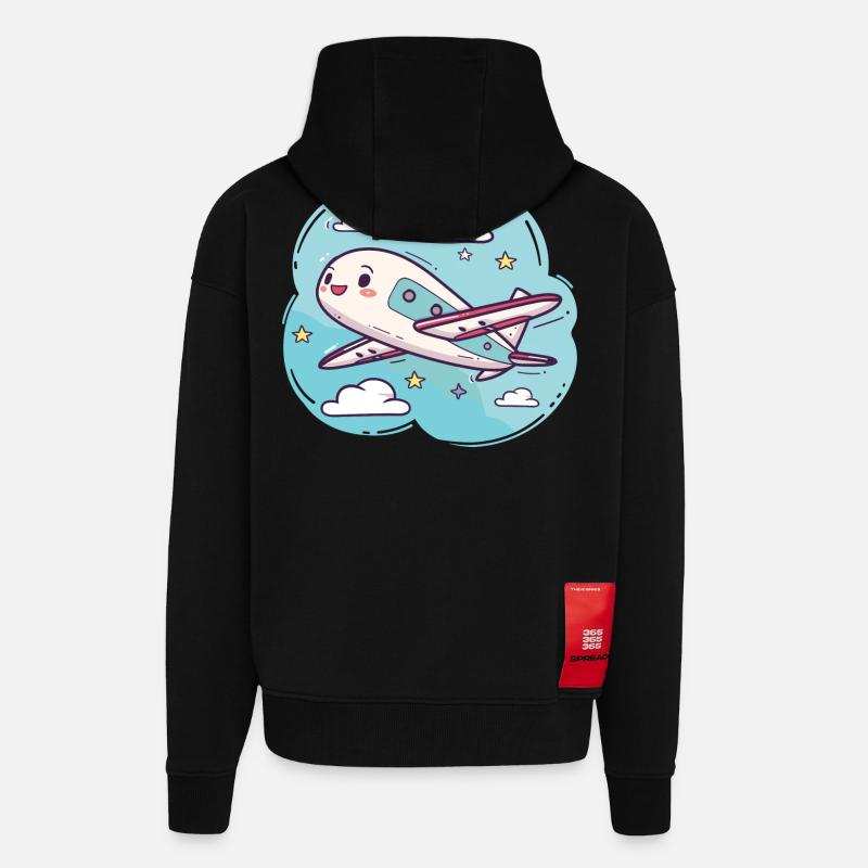 Flugzeug Comic Look - Zip Hoodie - made by SPREAD - SOLID BLACK