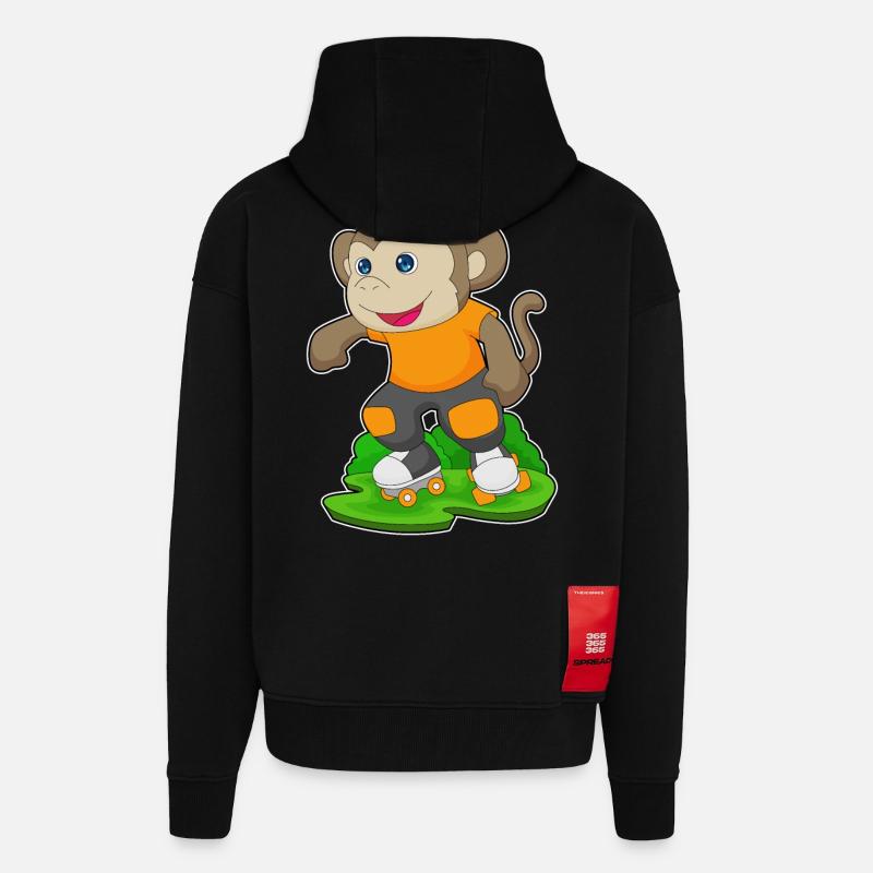 Monkey Rollers Rollers Rollers - Veste à capuche bio épaisse oversize fabriqué en UE - SOLID BLACK
