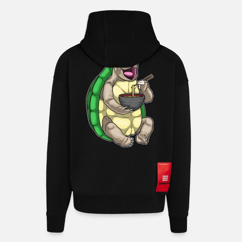 Turtle Bowl Ramen - Veste à capuche bio épaisse oversize fabriqué en UE - SOLID BLACK