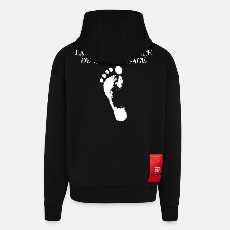 Une trace de son passage - Veste à capuche bio épaisse oversize fabriqué en UE - SOLID BLACK