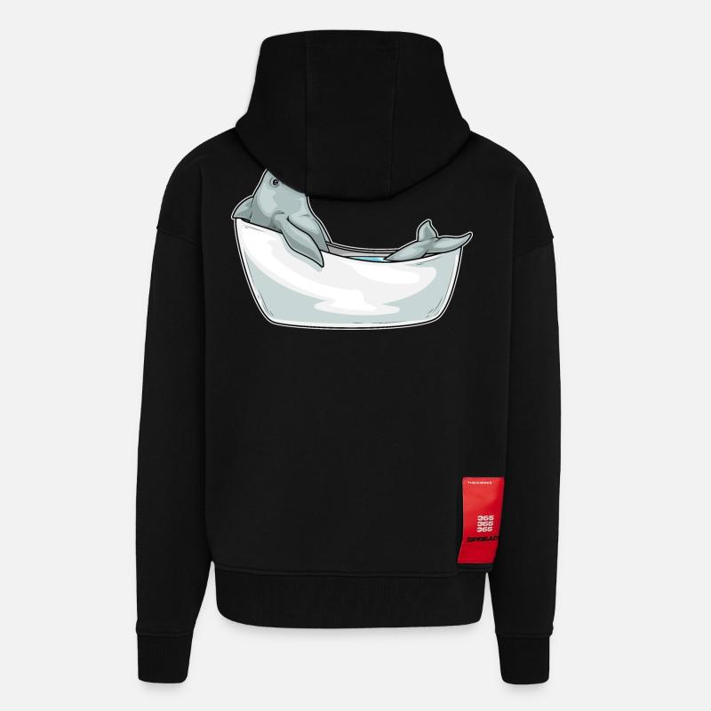 Dolphin Bathing Bathtub - Zip Hoodie - made by SPREAD - SOLID BLACK