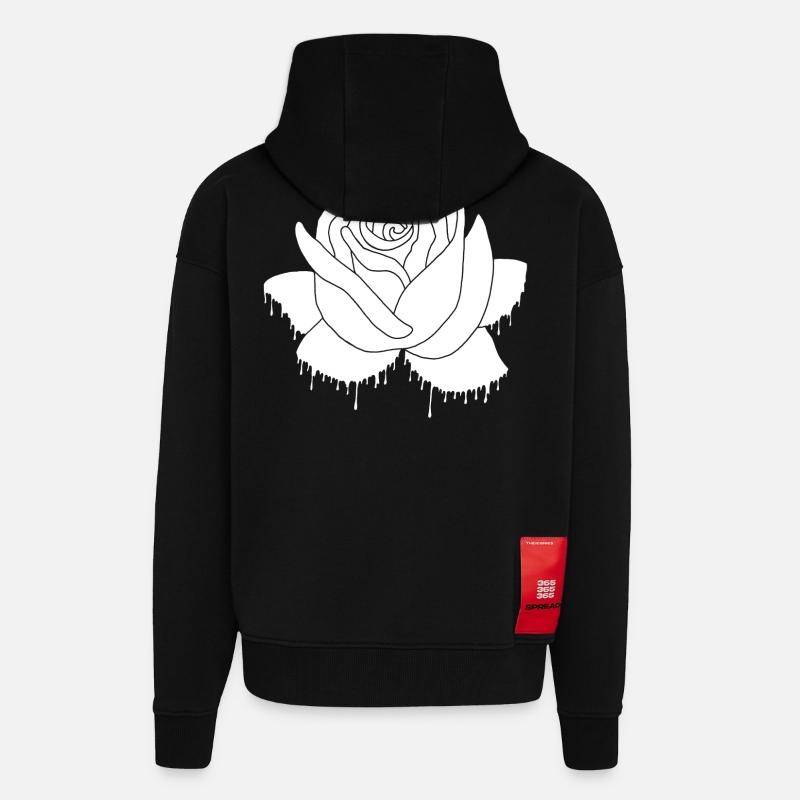 Graffiti einer weißen Rose - Zip Hoodie - made by SPREAD - SOLID BLACK