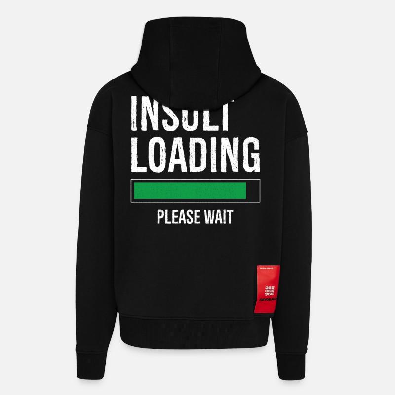 insult loading please wait - Veste à capuche bio épaisse oversize fabriqué en UE - SOLID BLACK