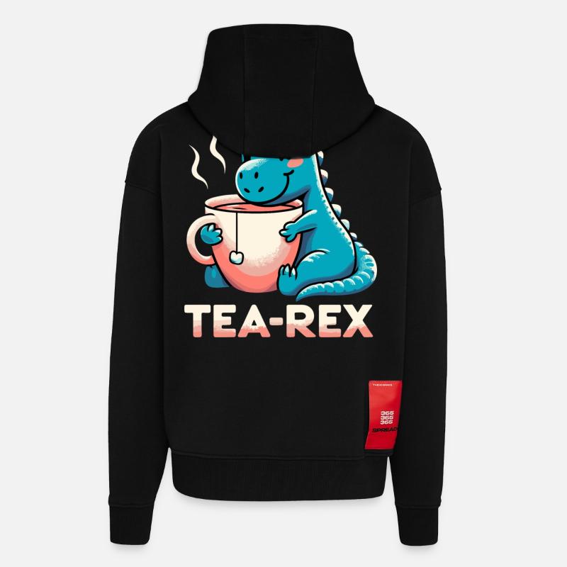 Tee Rex Tee-Rex Teetrinker Geschenk - Zip Hoodie - made by SPREAD - SOLID BLACK