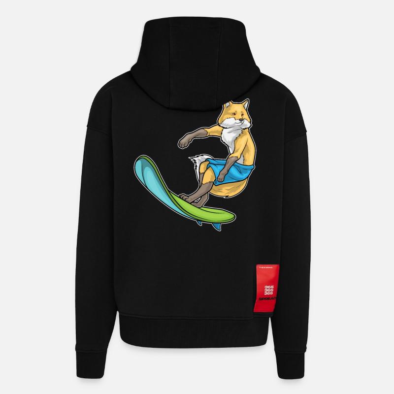Fuchs Surfer Surfbrett - Zip Hoodie - made by SPREAD - SOLID BLACK