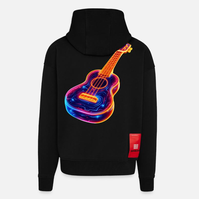 Ukulélé Synthwave - Veste à capuche bio épaisse oversize fabriqué en UE - SOLID BLACK
