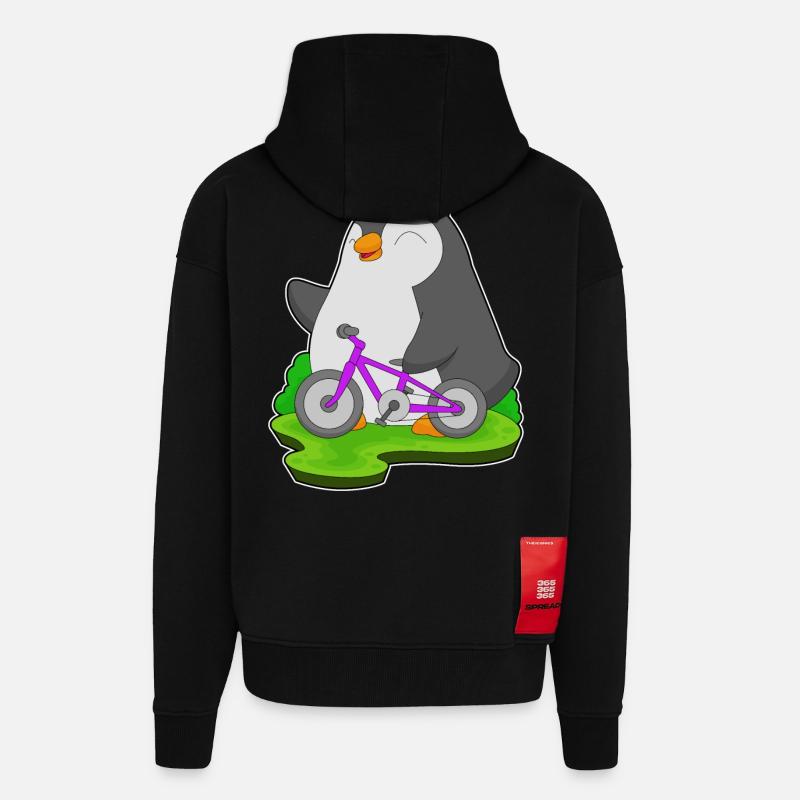 Vélo pingouin - Veste à capuche bio épaisse oversize fabriqué en UE - SOLID BLACK