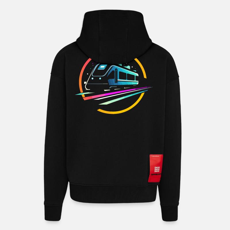Train Comic - Zip Hoodie - made by SPREAD - SOLID BLACK