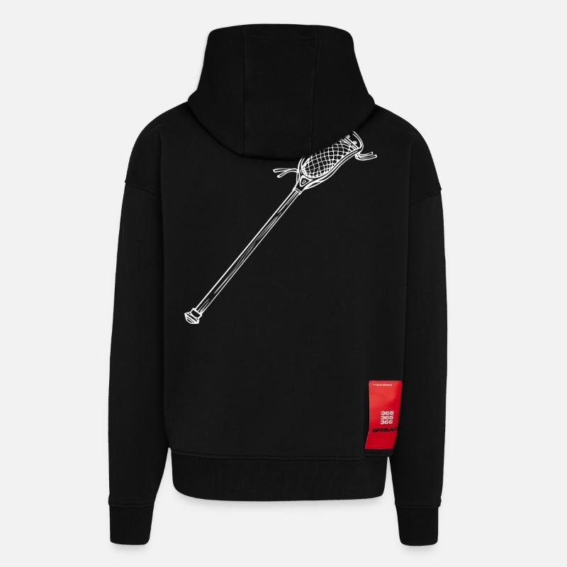 Dessin de batte de crosse - Veste à capuche bio épaisse oversize fabriqué en UE - SOLID BLACK