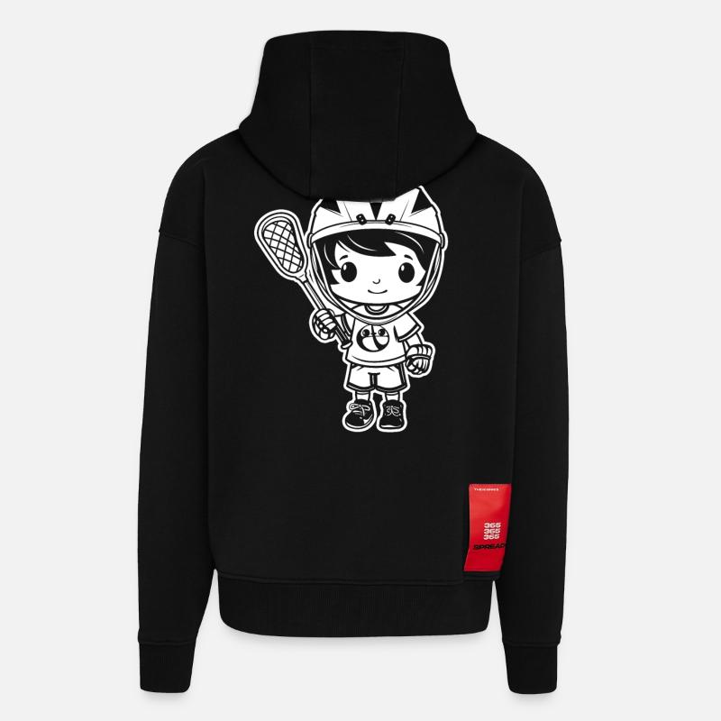 Lacrosse Junge - Zip Hoodie - made by SPREAD - SOLID BLACK