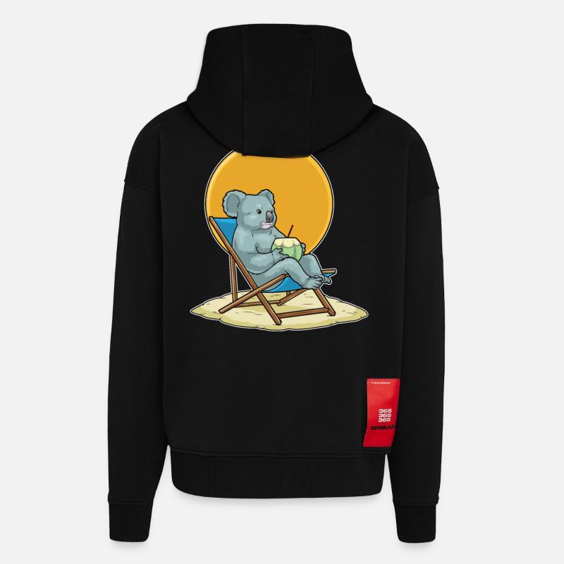 Koala Sommer Liege - Zip Hoodie - made by SPREAD - SOLID BLACK