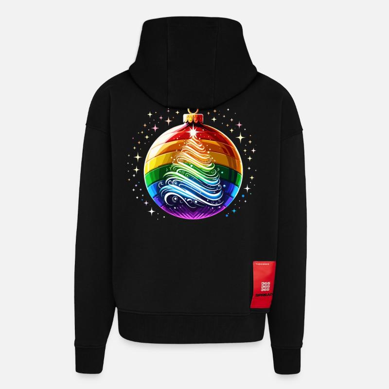 Regenbogen Weihnachtskugel - Zip Hoodie - made by SPREAD - SOLID BLACK