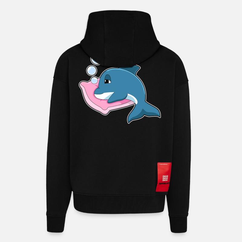 Dolphin Sleeping Pillow - Zip Hoodie - made by SPREAD - SOLID BLACK