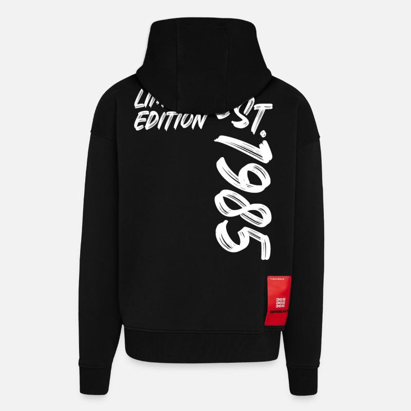 Édition limitée Est. 1985 - Veste à capuche bio épaisse oversize fabriqué en UE - SOLID BLACK