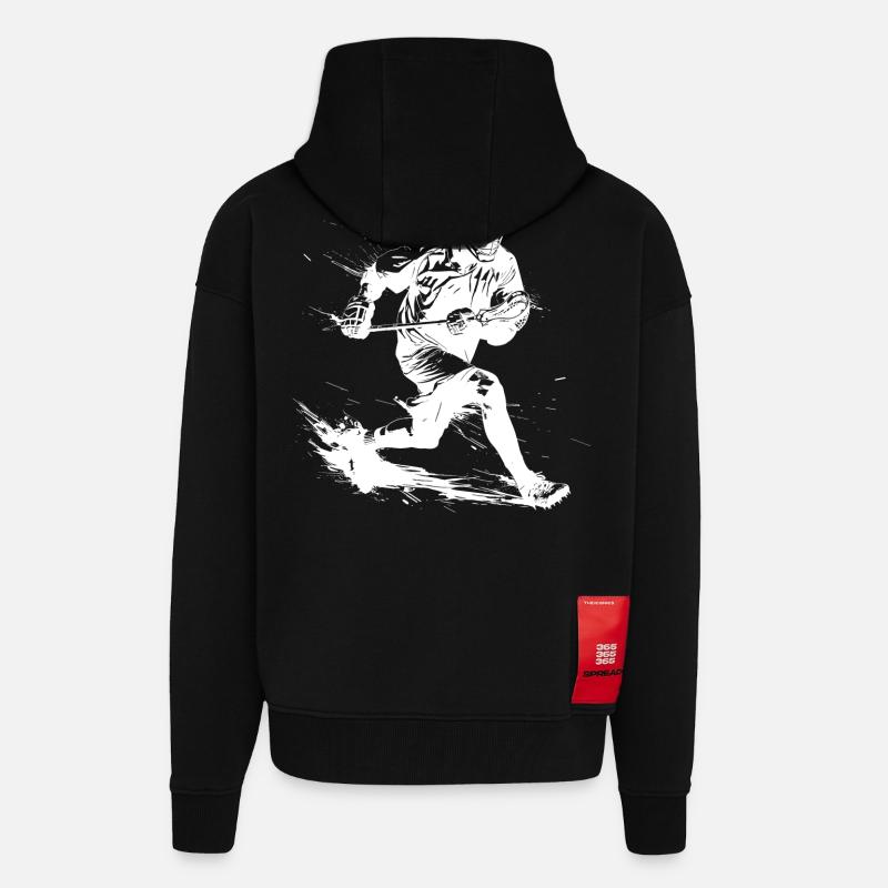 Dessin de garçon de crosse - Veste à capuche bio épaisse oversize fabriqué en UE - SOLID BLACK