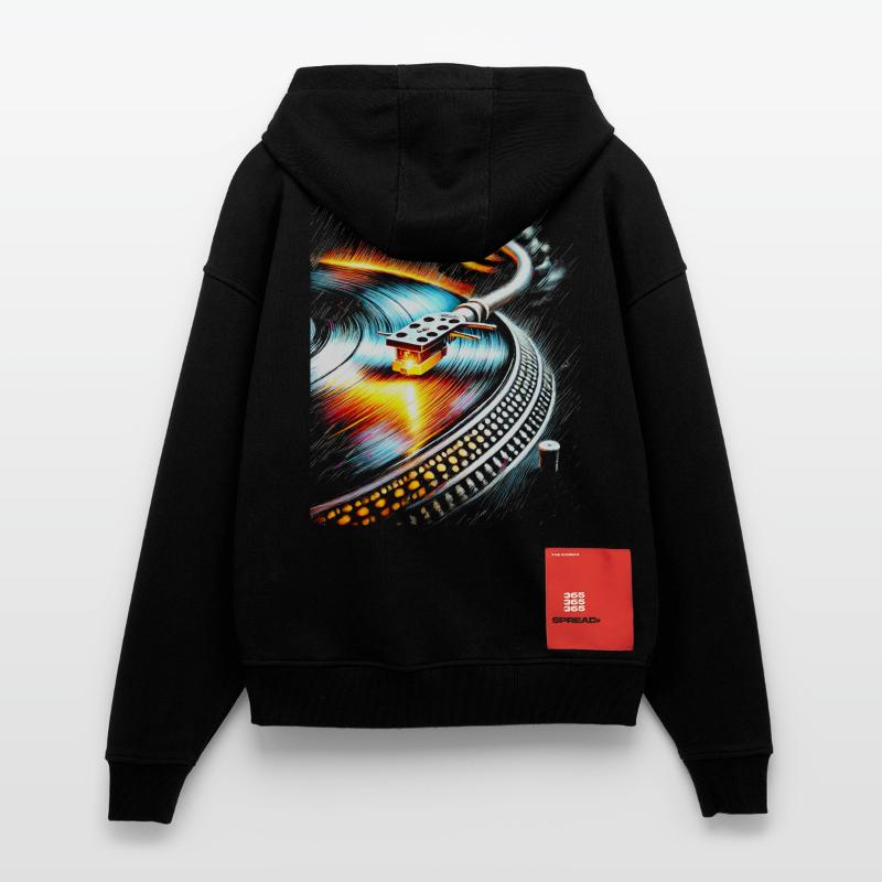 Abstract Turntable and Vinyl Vortex Design Zip Hoodie - made by SPREAD