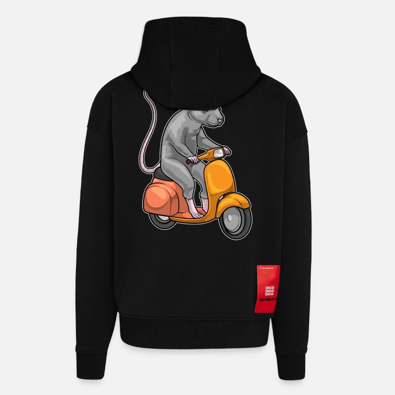 Ratte Motorroller - Zip Hoodie - made by SPREAD - SOLID BLACK
