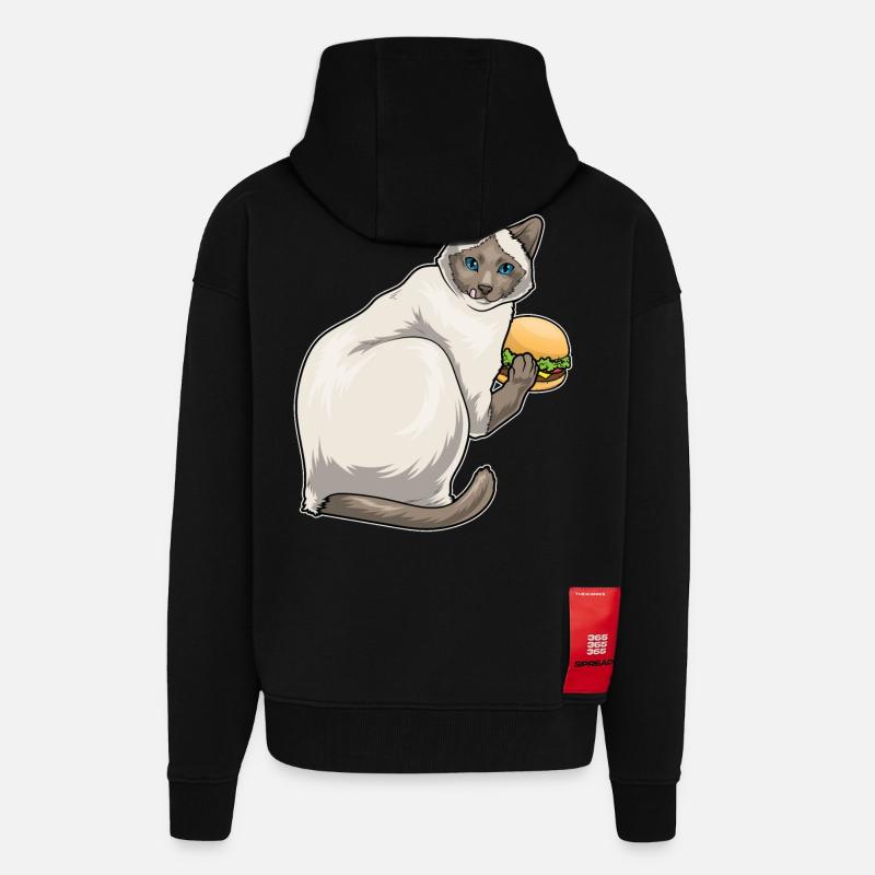 Siamkatze Cheeseburger - Zip Hoodie - made by SPREAD - SOLID BLACK
