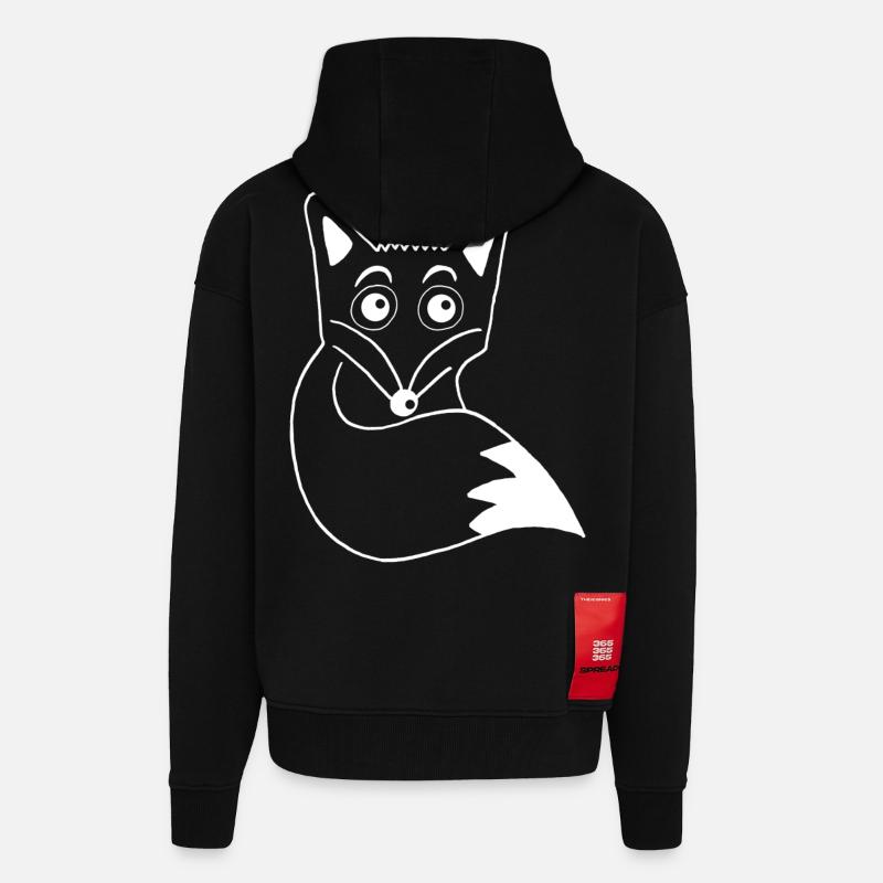 Cute White Fox - Zip Hoodie - made by SPREAD - SOLID BLACK