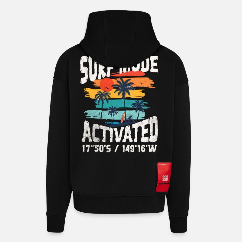 Surf mode activated Copy - Veste à capuche bio épaisse oversize fabriqué en UE - SOLID BLACK