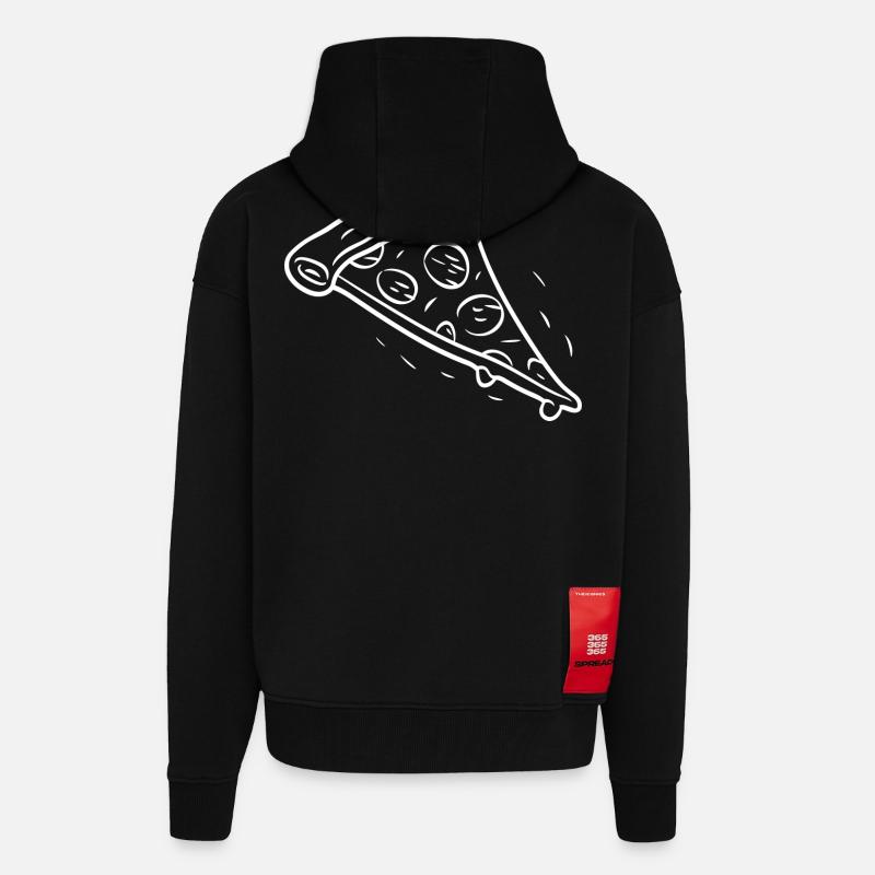 Pizza Slice Line Drawing - Zip Hoodie - made by SPREAD - SOLID BLACK