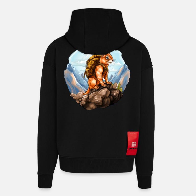 Eichhörnchen Bergsteiger / Wandern Eichhörnchen - Zip Hoodie - made by SPREAD - SOLID BLACK