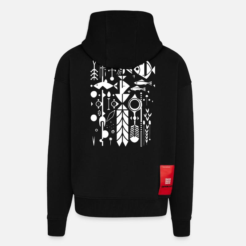 Fischerei Silhouette - Zip Hoodie - made by SPREAD - SOLID BLACK
