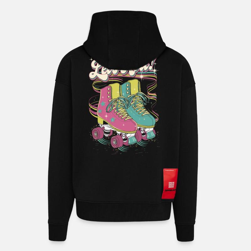 Let's Roll Buntes Retro-Rollschuh-Design - Zip Hoodie - made by SPREAD - SOLID BLACK
