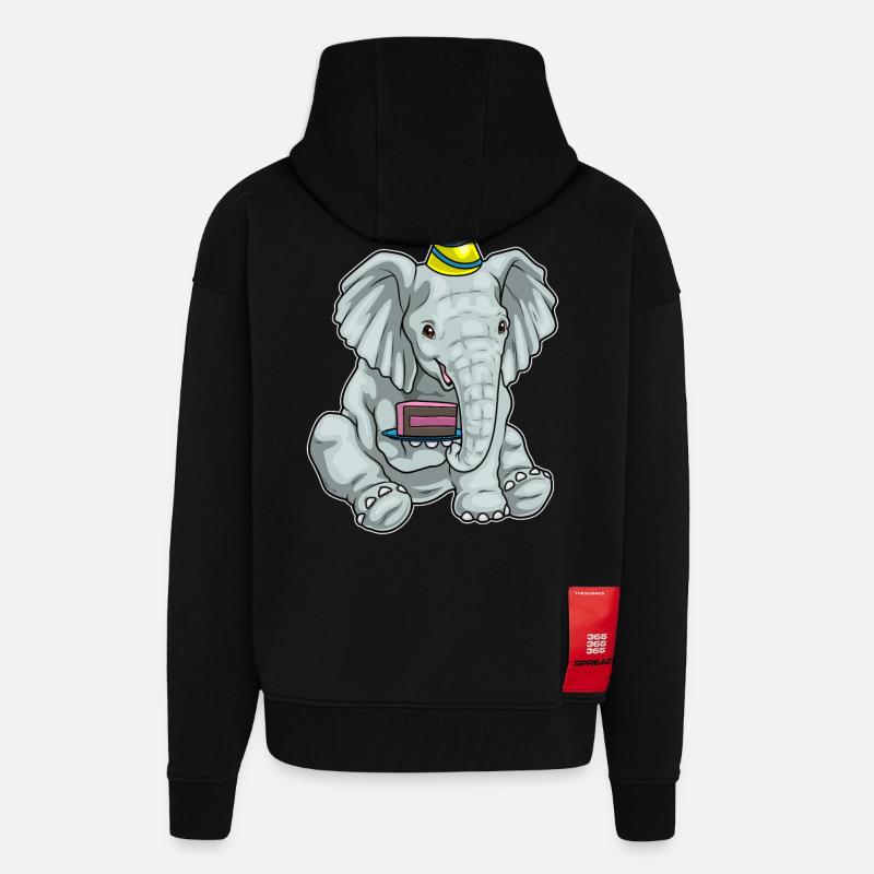 Elephant Cake - Zip Hoodie - made by SPREAD - SOLID BLACK