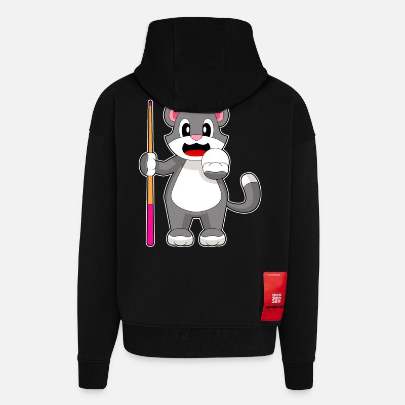 Katze Billiard Queue - Zip Hoodie - made by SPREAD - SOLID BLACK