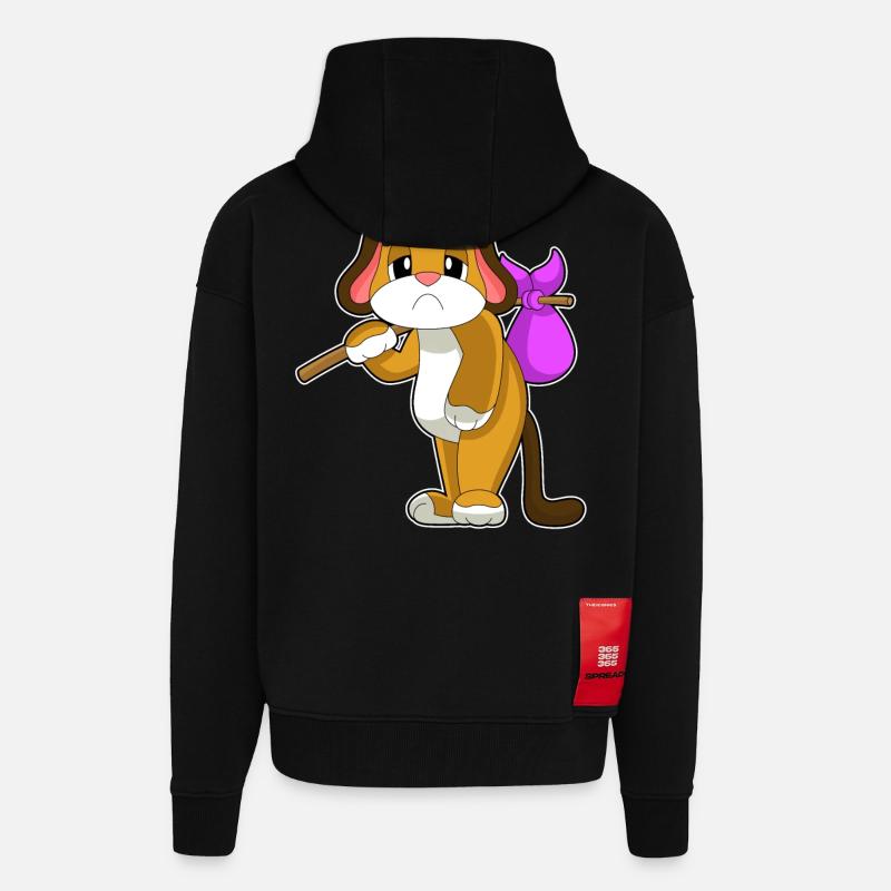 Chien sans abri - Veste à capuche bio épaisse oversize fabriqué en UE - SOLID BLACK
