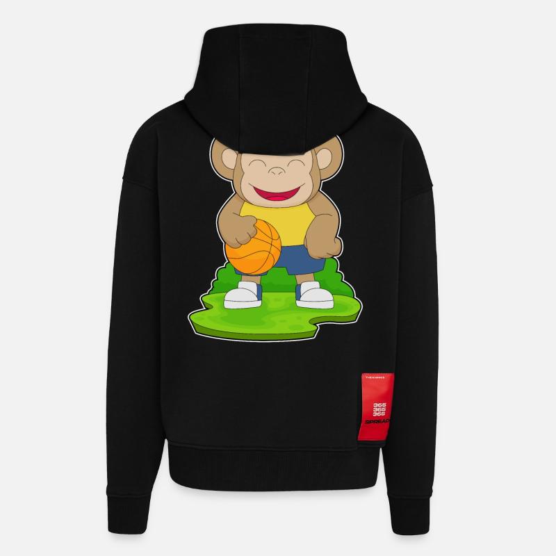 Singe Basketteur Basketteur - Veste à capuche bio épaisse oversize fabriqué en UE - SOLID BLACK
