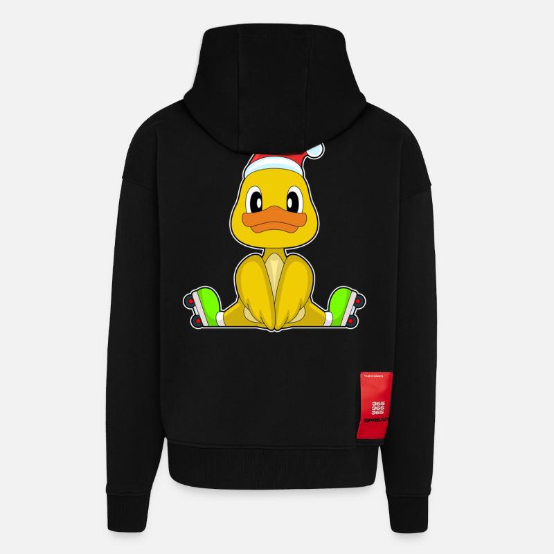 Duck Christmas Inline skating - Zip Hoodie - made by SPREAD - SOLID BLACK