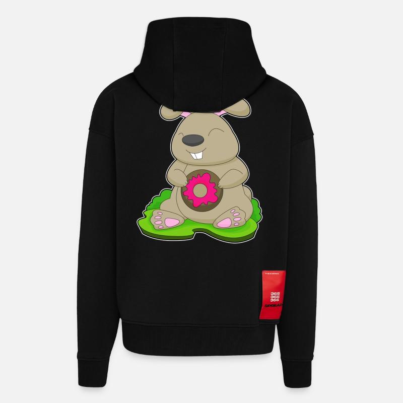 Bunny Donut - Zip Hoodie - made by SPREAD - SOLID BLACK