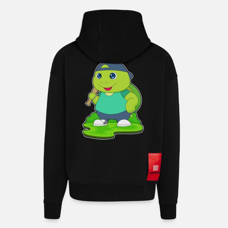 Batte de baseball Turtle - Veste à capuche bio épaisse oversize fabriqué en UE - SOLID BLACK