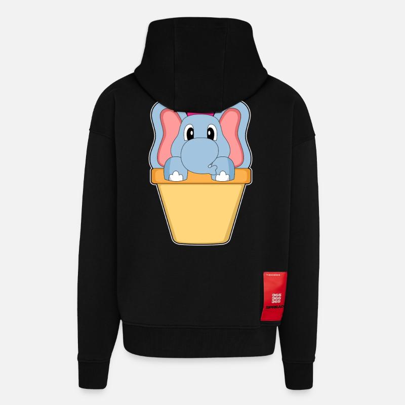Elefant Waffeleis - Zip Hoodie - made by SPREAD - SOLID BLACK