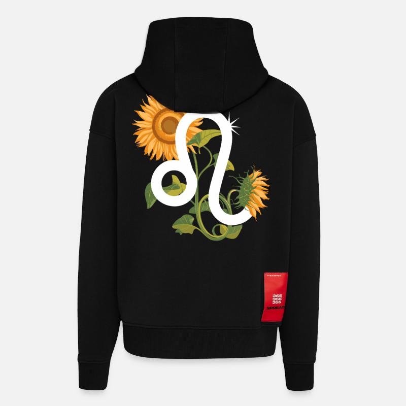Löwe Sternzeichen - Sonnenblume Astrologie Geschenk - Zip Hoodie - made by SPREAD - SOLID BLACK