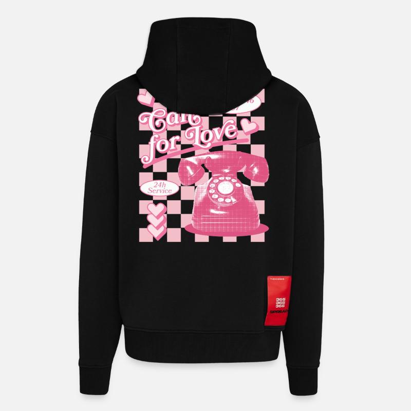 Appel à l’amour hotline esthétique - Veste à capuche bio épaisse oversize fabriqué en UE - SOLID BLACK