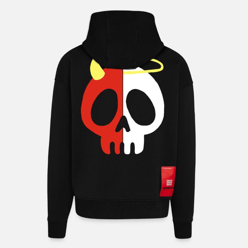 Engel und Dämon Schädel - Zip Hoodie - made by SPREAD - SOLID BLACK