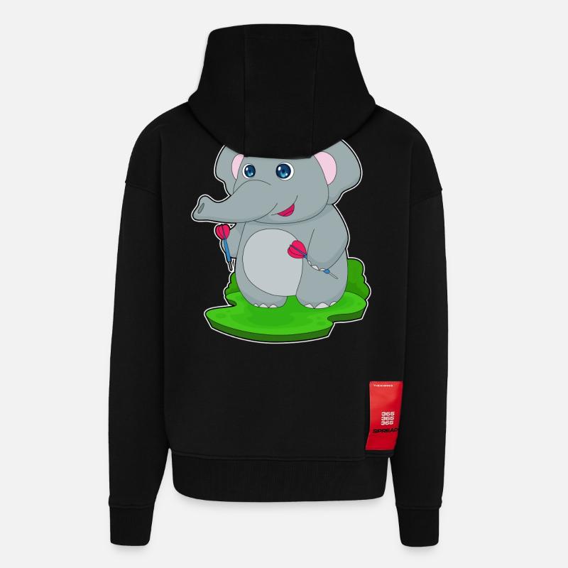 Fléchette éléphant Fléchette - Veste à capuche bio épaisse oversize fabriqué en UE - SOLID BLACK